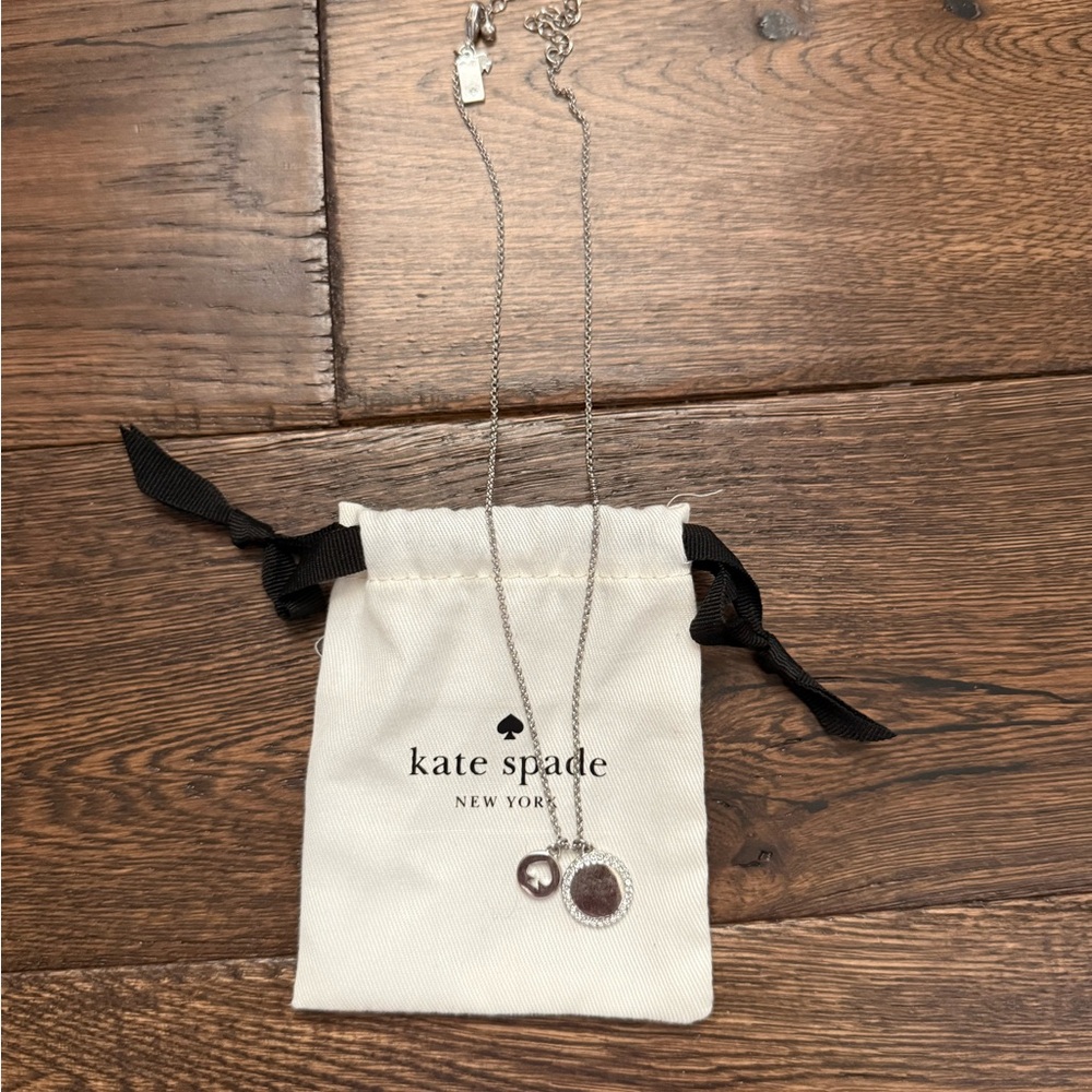 Kate Spade Silver Chain Necklace. Spot The Spade Pave Charm Pendant Necklace.
